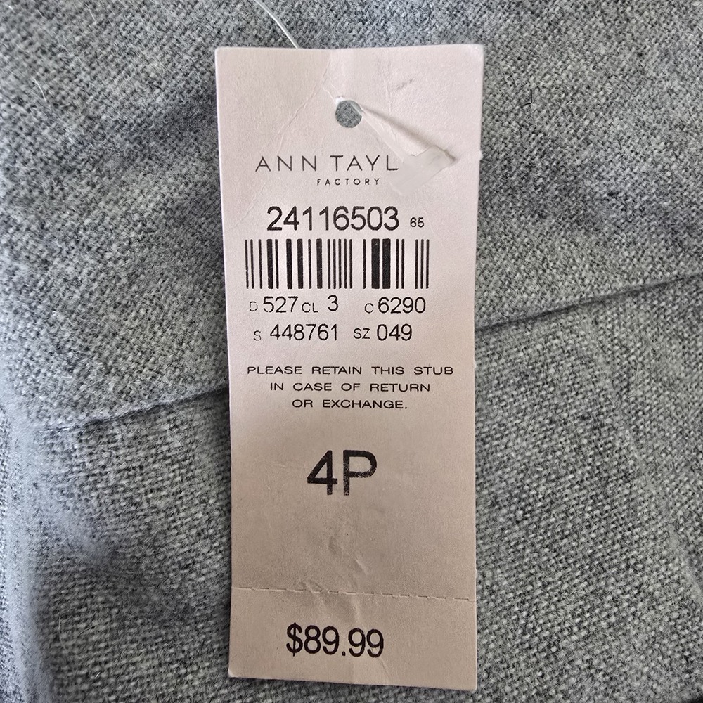 NEW Ann Taylor Dress Pants Womens 4 Petite Gray Wool Blend Lined Trouser Preppy - Picture 8 of 13